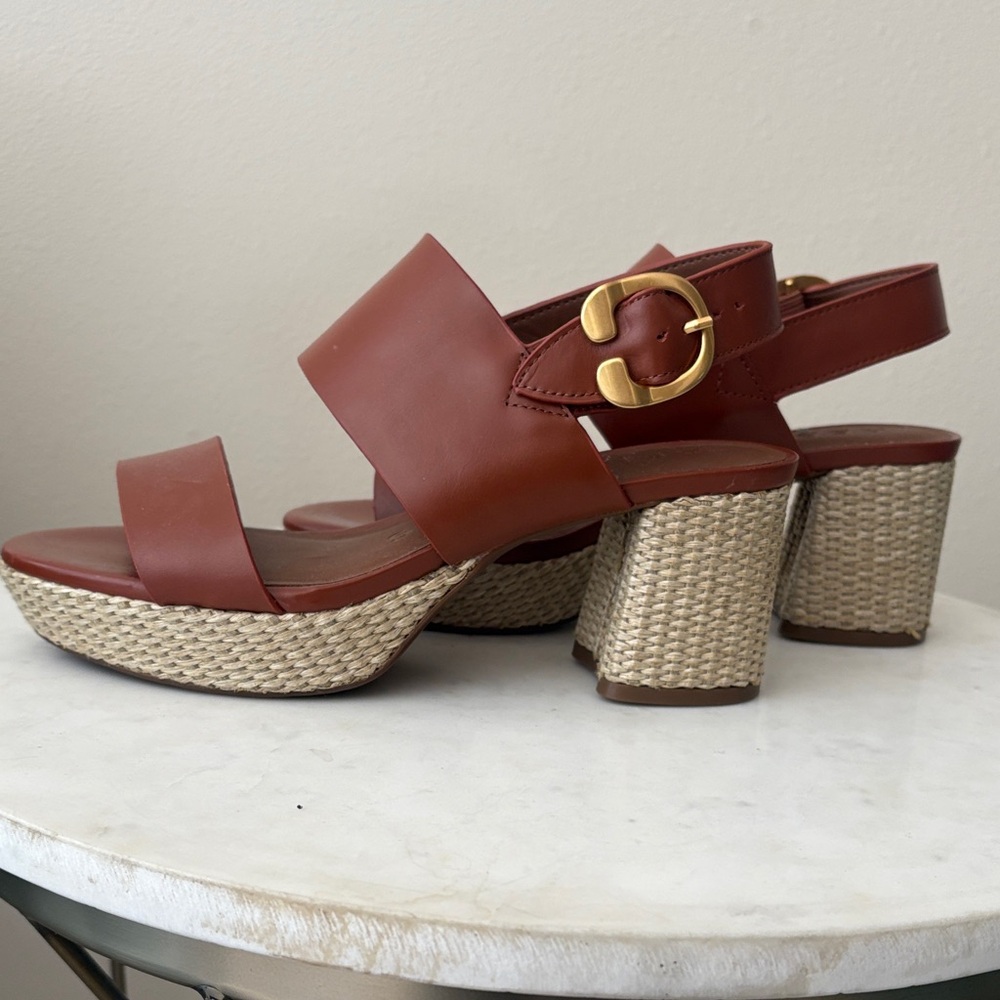 Elegant Aerosole Brown Block Heel Sandals